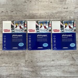 Office Depot Premium Photo Paper, Glossy, Letter Size, 3 packs of 25 sheets
